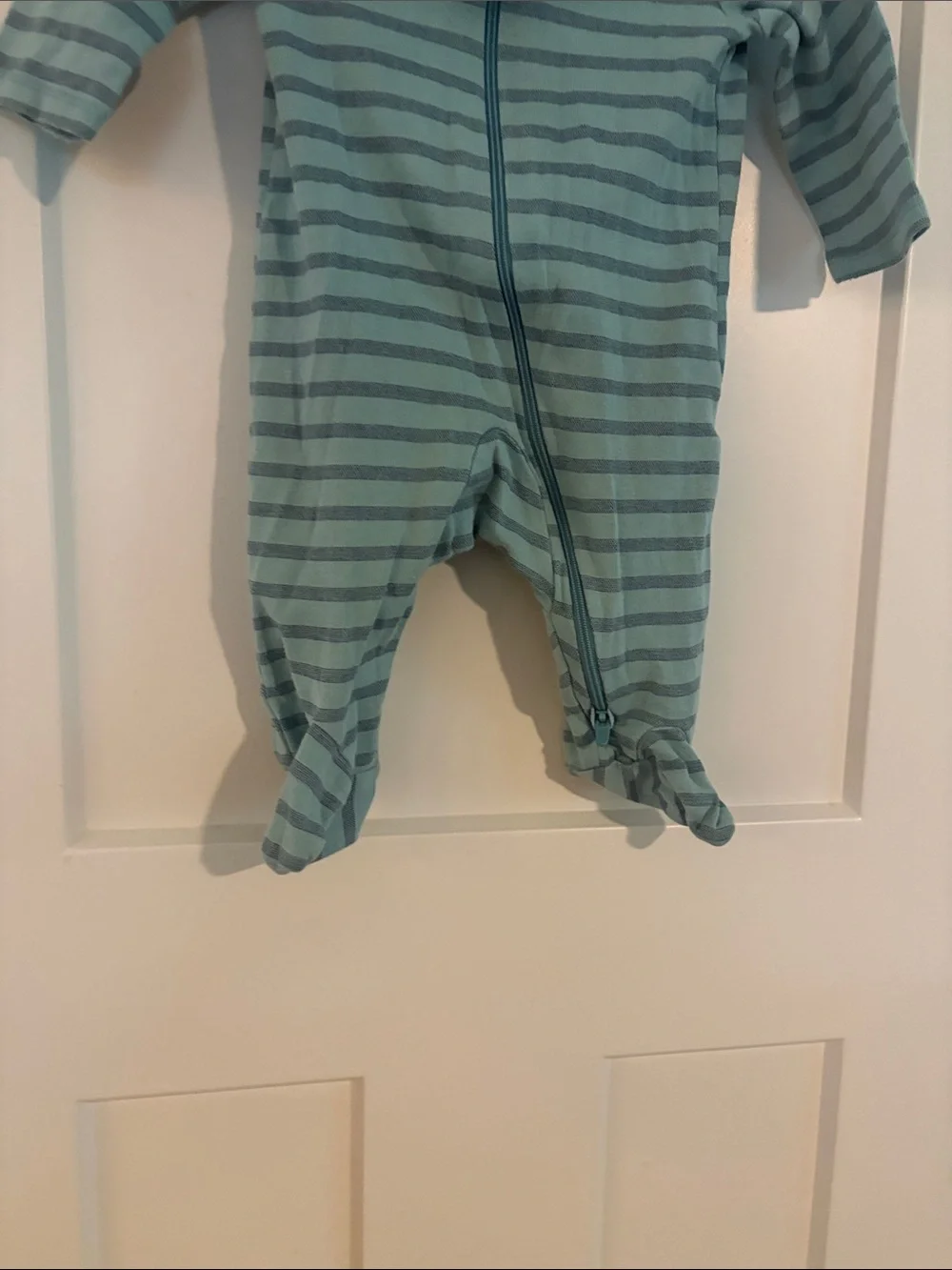 Just One You Carter’s Striped Teal Baby Onesie Footie 3M Baby Boy